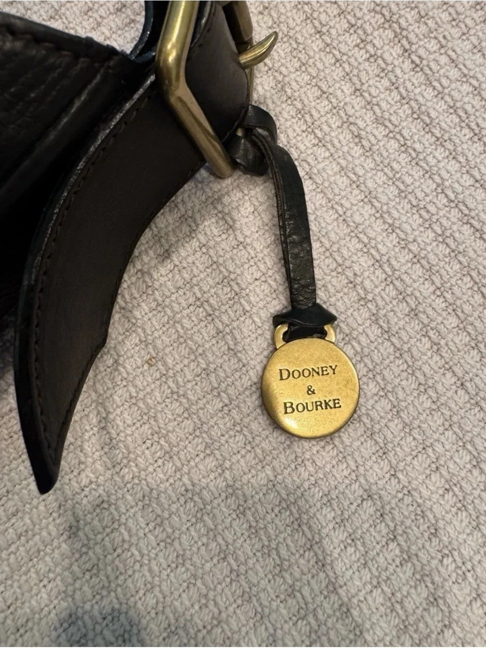 Dooney & Bourke Vintage Black Leather Whipstitch Studded Large Hobo Bag